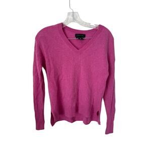 Tahari Pink 100% Cashmere 2-Ply V-Neck Sweater Top Size Medium